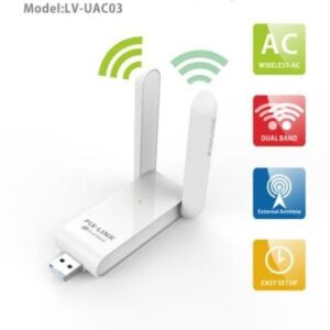 USB WiFi PIX LINK 600Mbps Anten đôi - Thu sóng WiFi 5G hz cho PC máy bàn Laptop, thay thế card WIFI