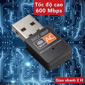 USB THU WIFI 600Mbps cho máy bàn PC và laptop, card mạng usb hai băng tầng 2.4 / 5GHz